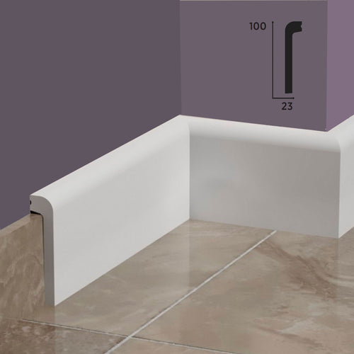 Bancale 96ml di Battiscopa Coprimarmo BC  in POLIMERI FeelingWood-HD 100x23mm - BIANCO