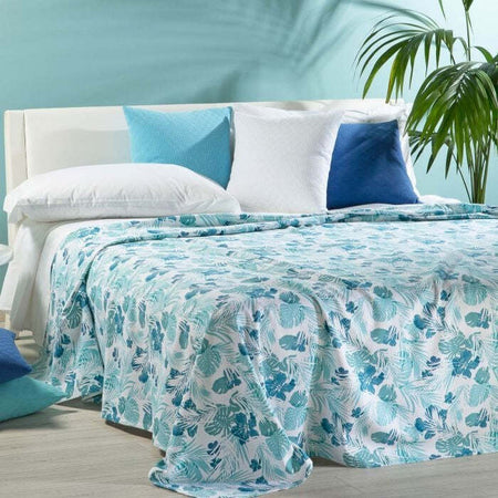 Copriletto Art Ibisco Var Acquamarina Matrimoniale Casa e cucina/Tessili per la casa/Biancheria da letto/Copriletti Biancheria Arredo Home - Nola, Commerciovirtuoso.it