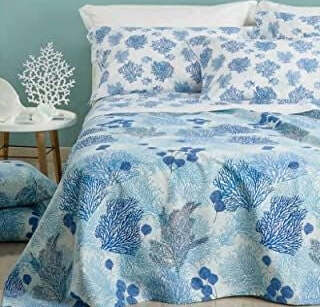 Copriletto Estivo Leggero Piquet Di Puro Cotone Coral Blue (2 Piazze 260x260cm) Casa e cucina/Tessili per la casa/Biancheria da letto/Copriletti Biancheria Arredo Home - Nola, Commerciovirtuoso.it