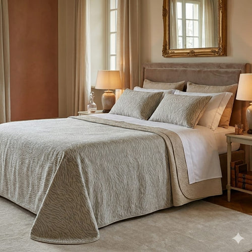 Copriletto Matrimoniale Alexander Tuscany Home Safari – Jacquard 260x260 cm - The King Luxury