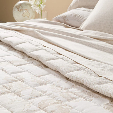 Alviero Martini 1A Classe Copriletto Trapuntato Matrimoniale In Raso Di Cotone Geo white 2502S220
