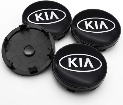4 Tappi Coprimozzo KIA Nero Cerchi in Lega Borchie 58mm Rio Sportage Soul Venga Ceed Picanto Sorento