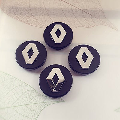 4 Tappi mozzo RENAULT Cerchi in Lega Coprimozzo da 60mm Borchie NERO ARGENTO Twingo Captur Clio Megane Kangoo Scenic Koleos Kadjar