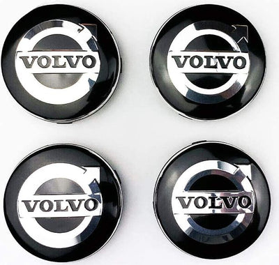 4 Coprimozzi Tappi Borchie VOLVO XC-90/XC90 XC70 XC60 V40 64mm Compatibile Nero Cromato Cerchi in Lega