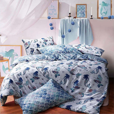 Copripiumino 1 Piazza e Mezza Sirene Reversibile Casa e cucina/Tessili per la casa/Biancheria per la cameretta/Lenzuola e federe/Set di lenzuola e federe Store Kitty Fashion - Roma, Commerciovirtuoso.it