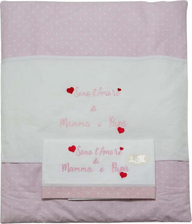 Copripiumino-culla-neonato-Sono-l'amore-di-mamma-e-papà