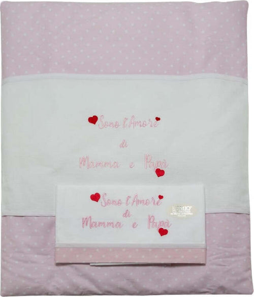 Copripiumino-culla-neonato-Sono-l'amore-di-mamma-e-papà