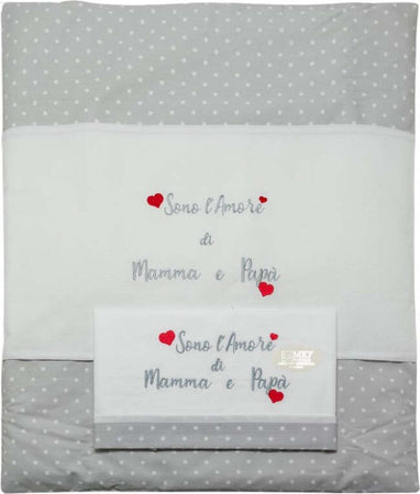 Copripiumino-culla-neonato-Sono-l'amore-di-mamma-e-papà