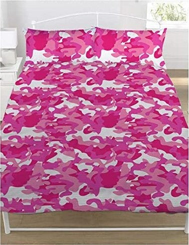 Copripiumino + Federe 1 Piazza e Mezza Camouflage Rosa Casa e cucina/Tessili per la casa/Biancheria per la cameretta/Lenzuola e federe/Set di lenzuola e federe Store Kitty Fashion - Roma, Commerciovirtuoso.it