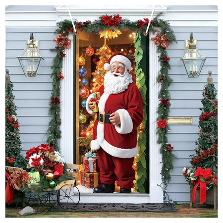 Copri Porta Natalizio Con Elastico Decorazioni Sfondi Addobbi Natale 90x210 Cm