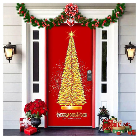 Copri Porta Natalizio Con Elastico Decorazioni Sfondi Addobbi Natale 90x210 Cm