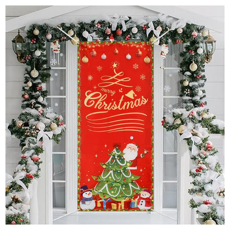 Copri Porta Natalizio Con Elastico Decorazioni Sfondi Addobbi Natale 90x210 Cm