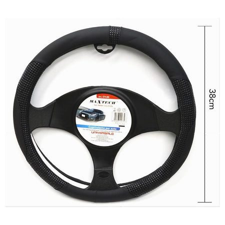 Coprivolante Universale Auto Fodera Protezione Sterzo 38cm Nero Con Rilievi Cv-20