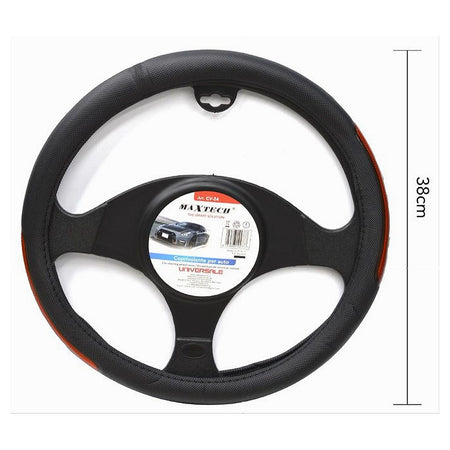 Coprivolante Universale Per Auto Fodera Sterzo 38cm Nero Dettagli Laterali Cv-24
