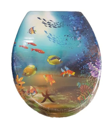 Copriwater Copri Water Sedile Wc Bagno Universale Cerniere Acciaio Pesci Mar