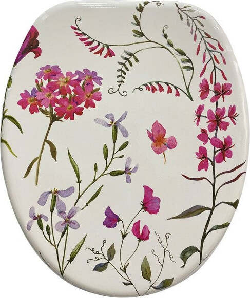 Copriwater-Sedile-Wc-Bagno-In-Mdf-Universale-Cerniere-Acciaio-Bianco-Fiori-59123