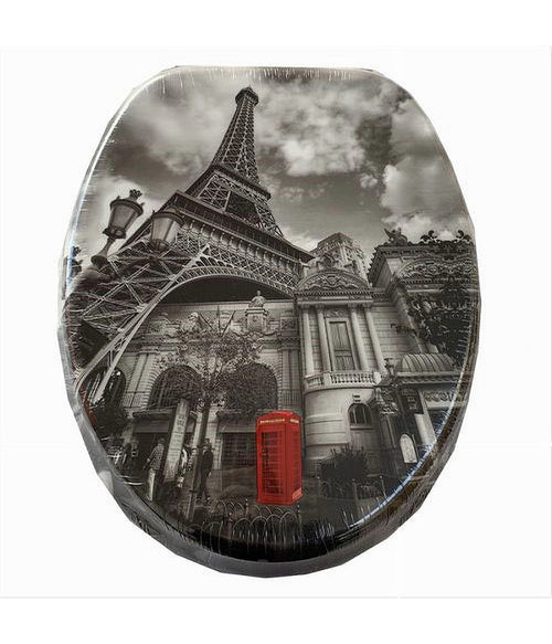 Copriwater Sedile Wc Water Bagno Universale Cerniere Parigi Cabina Rossa 69007
