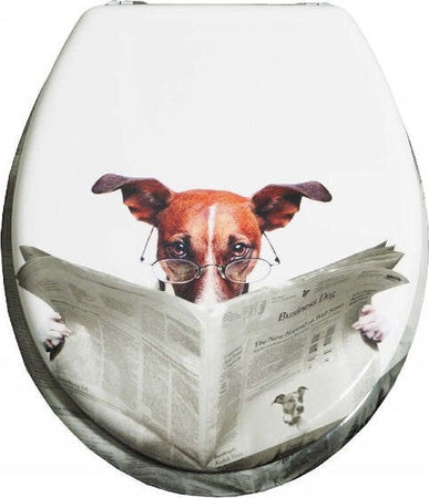 Copriwater-Universale-Cagnolino-Con-Occhiali-Giornale-Arredo-Bagno-Copri-Wc-Water