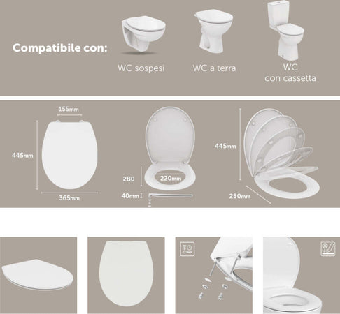 Copriwater-Universale-Duroplast-Chiusura-Normale-per-Dolomite-e-Ideal-Standard-Bianco