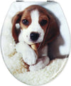 Copriwater-Universale-In-Legno-Mdf-Resistente-Con-Stampa-Cane-Beagle-Cerniere-Wc