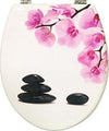 Copriwater-Universale-Legno-Pietra-Sassi-Nero-E-Fiori-Sedile-Tavoletta-Tazza