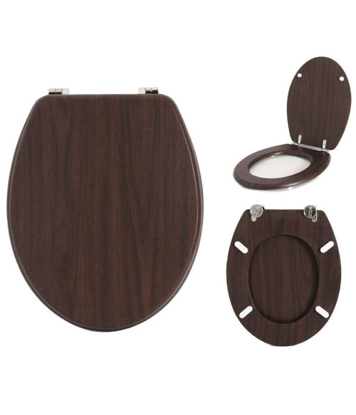 Copriwater Universale Standard Mdf Di Legno 46x36cm Colore Marrone Legno Scuro