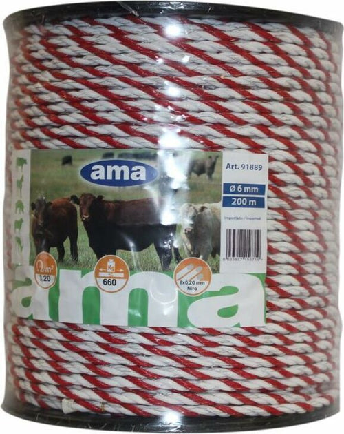 Corda elettrica Ama bianca e rossa per recinti 200m 8 conduttori