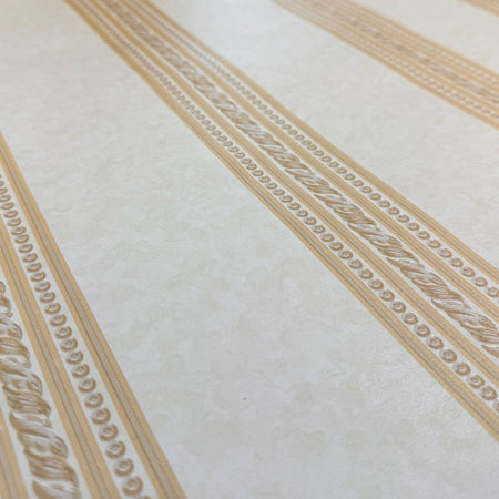 SUPER STOCK €0,56 al mq  - Rotolo da 5,2mq (10x0,52mt) di Carta da Parati vinilica Top Quality lavabile RIGHE BEIGE - Eternal Parquet