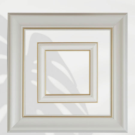 4 barre intere PRETAGLIATE AD ANGOLO per Bugna Boiserie in polimeri linea GOLD (filo oro) bianco Avorio 9010 varie dimensioni