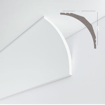 *STOCK FOLLI* Profilo a soffitto in Polimeri Bianco RAL 9016 verniciabile 90X90mm (Prezzo al metro)