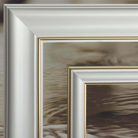 Cornice-Bugna-Preassemblata-per-Boiserie-in-polimeri-linea-GOLD-(filo-oro)-bianco-Avorio-9010-varie-dimensioni