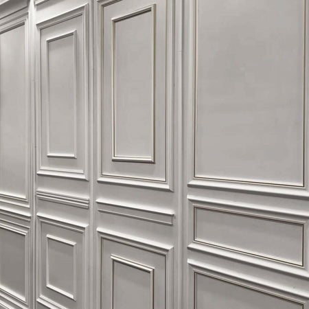 Cornice-Bugna-Preassemblata-per-Boiserie-in-polimeri-linea-GOLD-(filo-oro)-bianco-Avorio-9010-varie-dimensioni