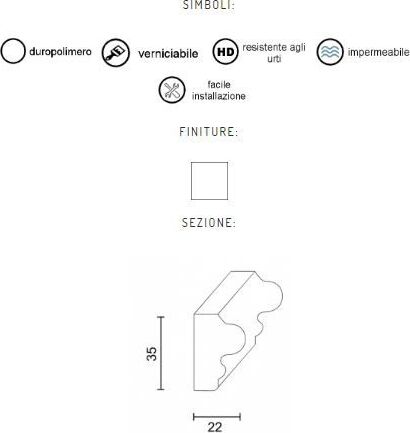 Cornice decorativa per pareti in duropolimero 2000x35x22mm Fai da te/Prodotti per la costruzione/Materiali da costruzione/Pavimenti/Materiali per pavimenti/Battiscopa Led Mall Home - Napoli, Commerciovirtuoso.it