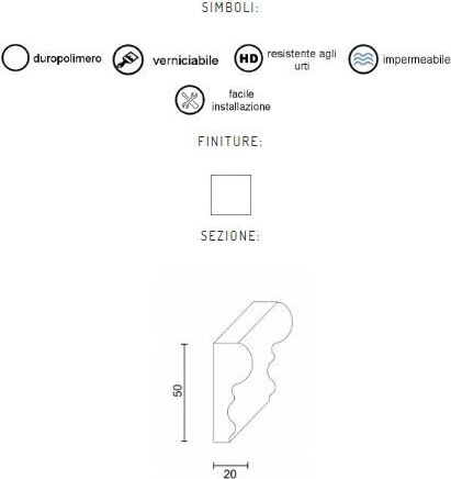 Cornice decorativa per pareti in duropolimero 2000x50x20mm Fai da te/Prodotti per la costruzione/Materiali da costruzione/Pavimenti/Materiali per pavimenti/Battiscopa Led Mall Home - Napoli, Commerciovirtuoso.it