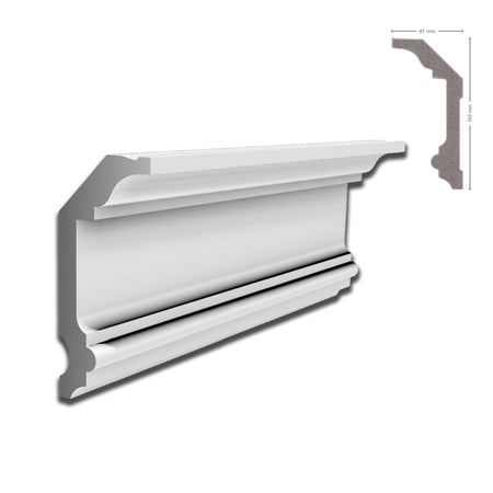 *STOCK FOLLI* Profilo a soffitto in Polimeri Bianco RAL 9016 verniciabile 100X47mm (Prezzo al metro)