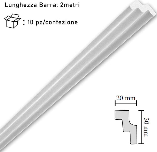 Cornice-in-polistirolo-mm20x30x2mt.-mod.T30-confezione-da-10-barre