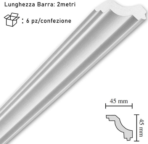 Cornice-in-polistirolo-mm45x45x2mt.-mod.ST45-confezione-da-6-barre