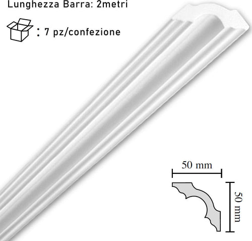 Cornice-in-polistirolo-mm50x50x2mt.-mod.A50-confezione-da-7-barre