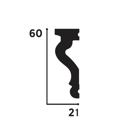 Cornice / Battiscopa passacavo in POLIMERI FeelingWood-HD 60x21mm - BIANCO (prezzo al metro)