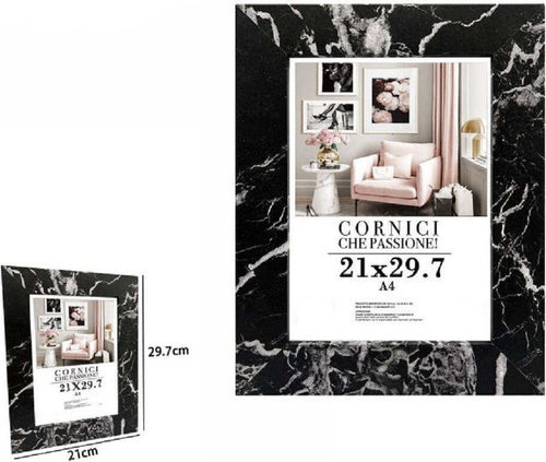 Cornice Porta Foto Quadri Tele Poster 21x29.7cm Modello Effetto Marmo Nero 71673 Casa e cucina/Decorazioni per interni/Album fotografici cornici e accessori/Cornici foto/Cornici da parete e da tavolo Trade Shop italia - Napoli, Commerciovirtuoso.it