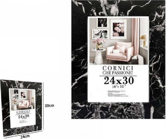 Cornice-Porta-Foto-Quadri-Tele-Poster-24-X-30cm-Modello-Effetto-Marmo-Nero-71674