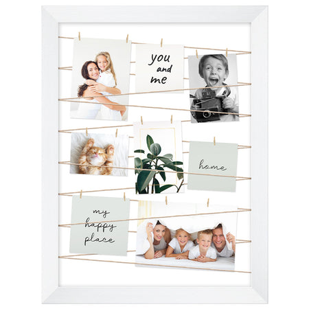 Cornice multipla porta foto da parete con corde e mollette 52 x 42 cm