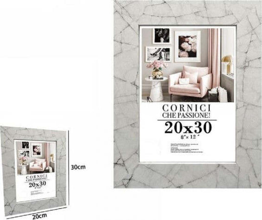 Cornice-Portafoto-Quadri-Tele-Poster-20x30-Cm-Modello-Effetto-Marmo-Bianco-71654