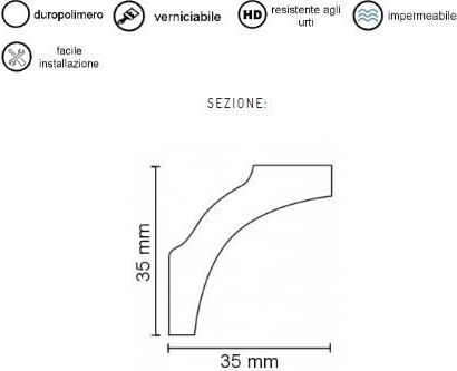 Cornice Soffitto per interni in duropolimero 2000x35x35mm Fai da te/Prodotti per la costruzione/Materiali da costruzione/Infissi/Modanature Led Mall Home - Napoli, Commerciovirtuoso.it
