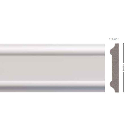 *STOCK FOLLI* Profilo a soffitto o boiserie in Polimeri Bianco RAL 9016 verniciabile 80X15mm (Prezzo al metro)