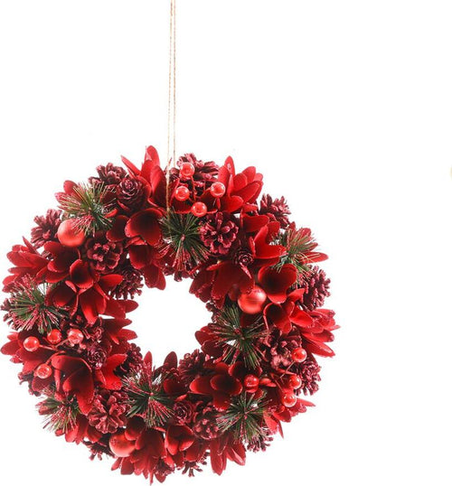 Corona dietroporta natalizia, colore rosso, ghirlanda appendibile, decorazione da Ø 35 x h 9 cm Casa e cucina/Decorazioni per interni/Addobbi e decorazioni per ricorrenze/Decorazioni natalizie/Orpelli e festoni MagiediNatale.it - Altamura, Commerciovirtuoso.it