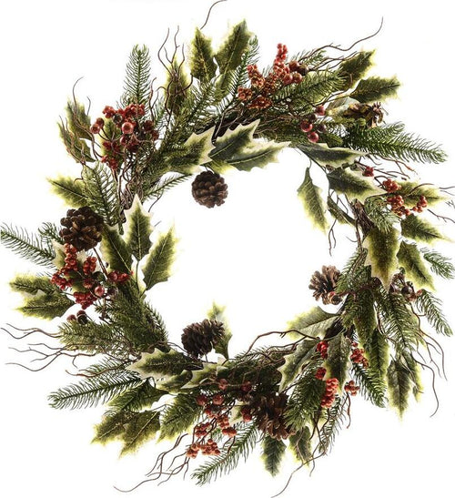 Corona natalizia con rami, pigne e bacche, ghirlanda ideale come dietroporta da Ø 60 cm Casa e cucina/Decorazioni per interni/Addobbi e decorazioni per ricorrenze/Decorazioni natalizie/Orpelli e festoni MagiediNatale.it - Altamura, Commerciovirtuoso.it