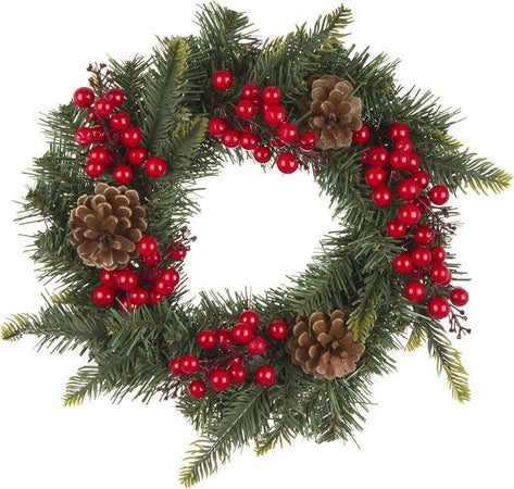 Corona retro porta ghirlanda natalizia bacche rosso allen 35 cm Casa e cucina/Decorazioni per interni/Addobbi e decorazioni per ricorrenze/Decorazioni natalizie/Orpelli e festoni MagiediNatale.it - Altamura, Commerciovirtuoso.it