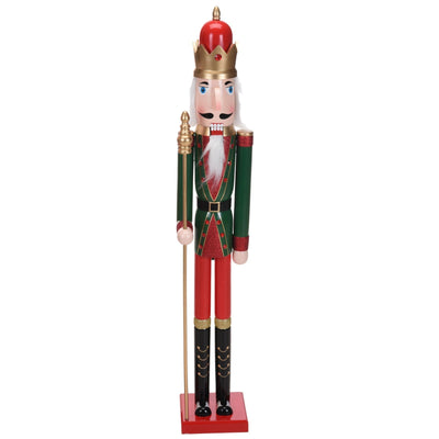 Statuetta decorativa Soldatino schiaccianoci in legno decorazione natalizia h 106 cm