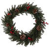 Ghirlanda Natalizia tonda color Verde con bacche e pigne decorazione natalizia